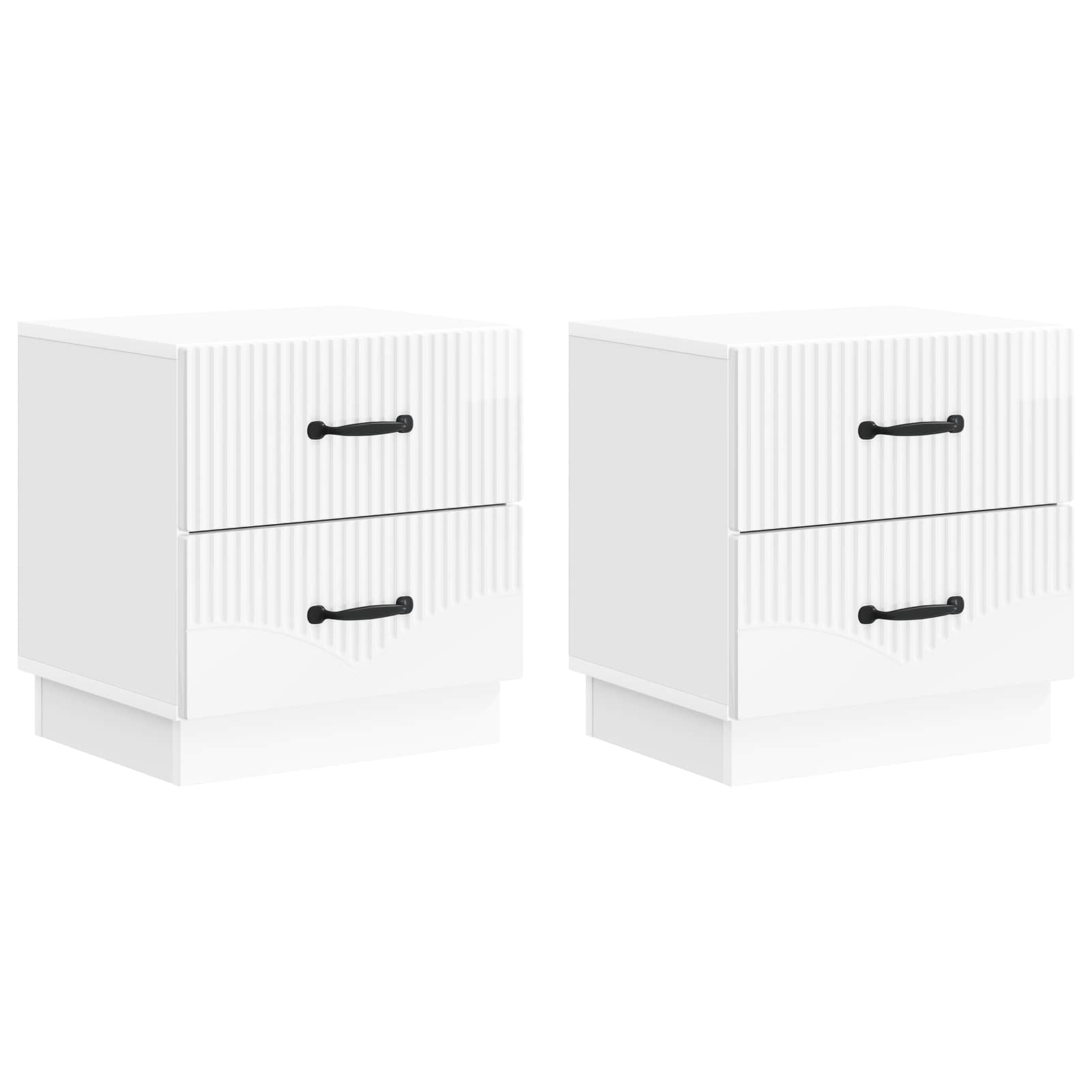 Nattduksbord med låda 2 pcs Vit högglans 43 x 34,5 x 44,5 cm