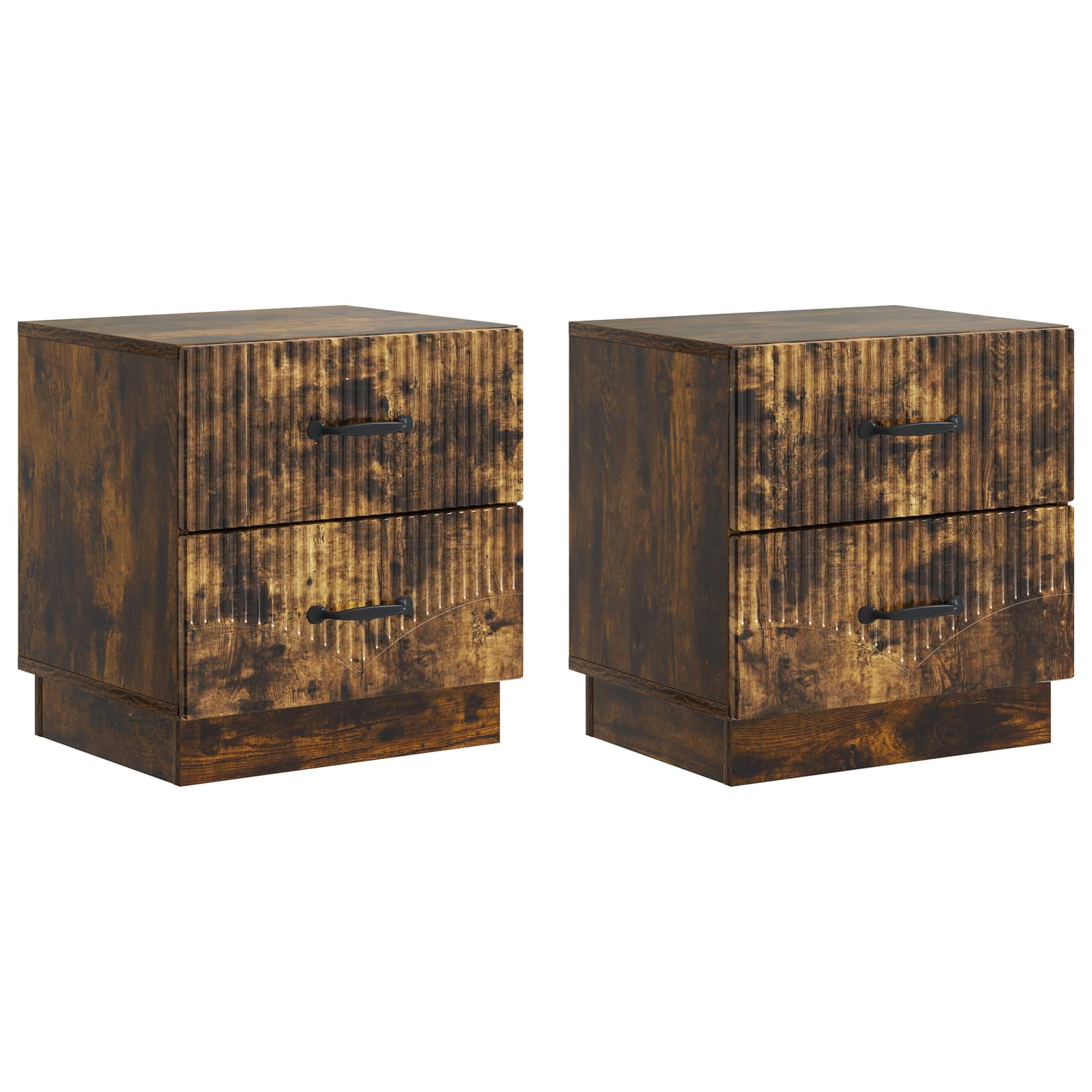 Nattduksbord 2 pcs Rökt ek 43 x 34,5 x 44,5 cm Konstruerat trä