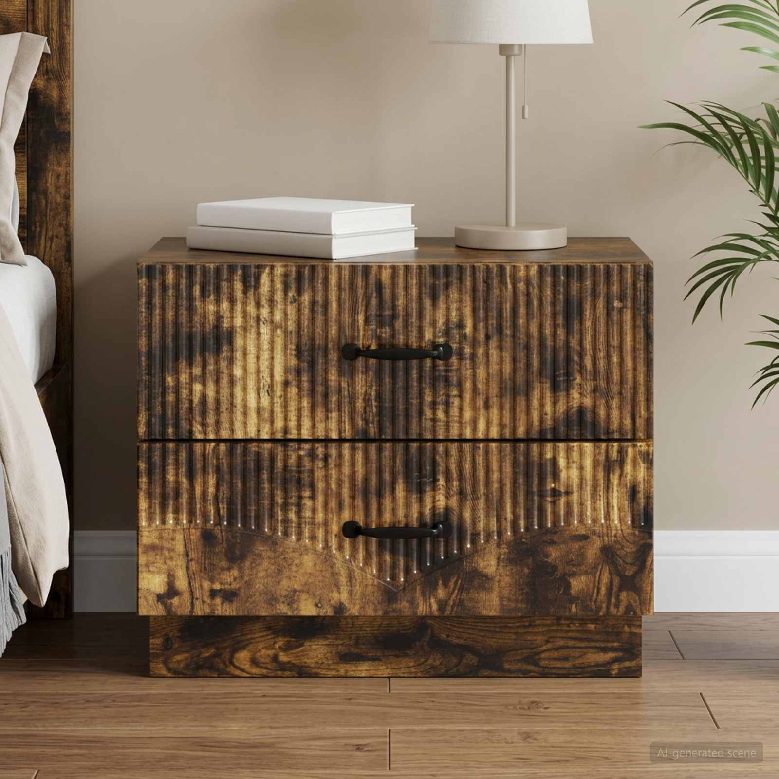 Nattduksbord Rökt ek 62 x 34,5 x 44,5 cm Konstruerat trä