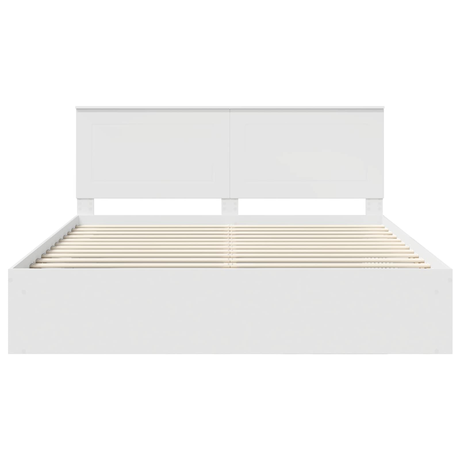 Sängram med huvudgavel Vit 200 x 200 cm Massiv furu