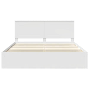 Sängram med huvudgavel Vit 200 x 200 cm Massiv furu