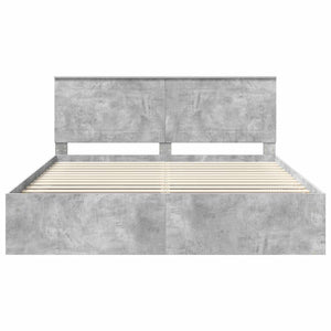 Sängram med huvudgavel Betong 200 x 200 cm Massiv furu