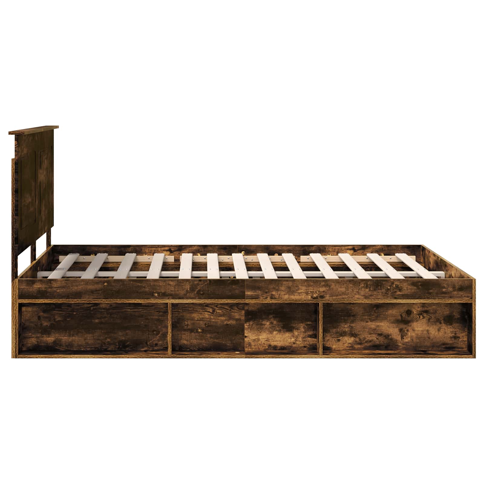 Sängram med huvudgavel Rökt ek 160 x 200 cm Massiv furu