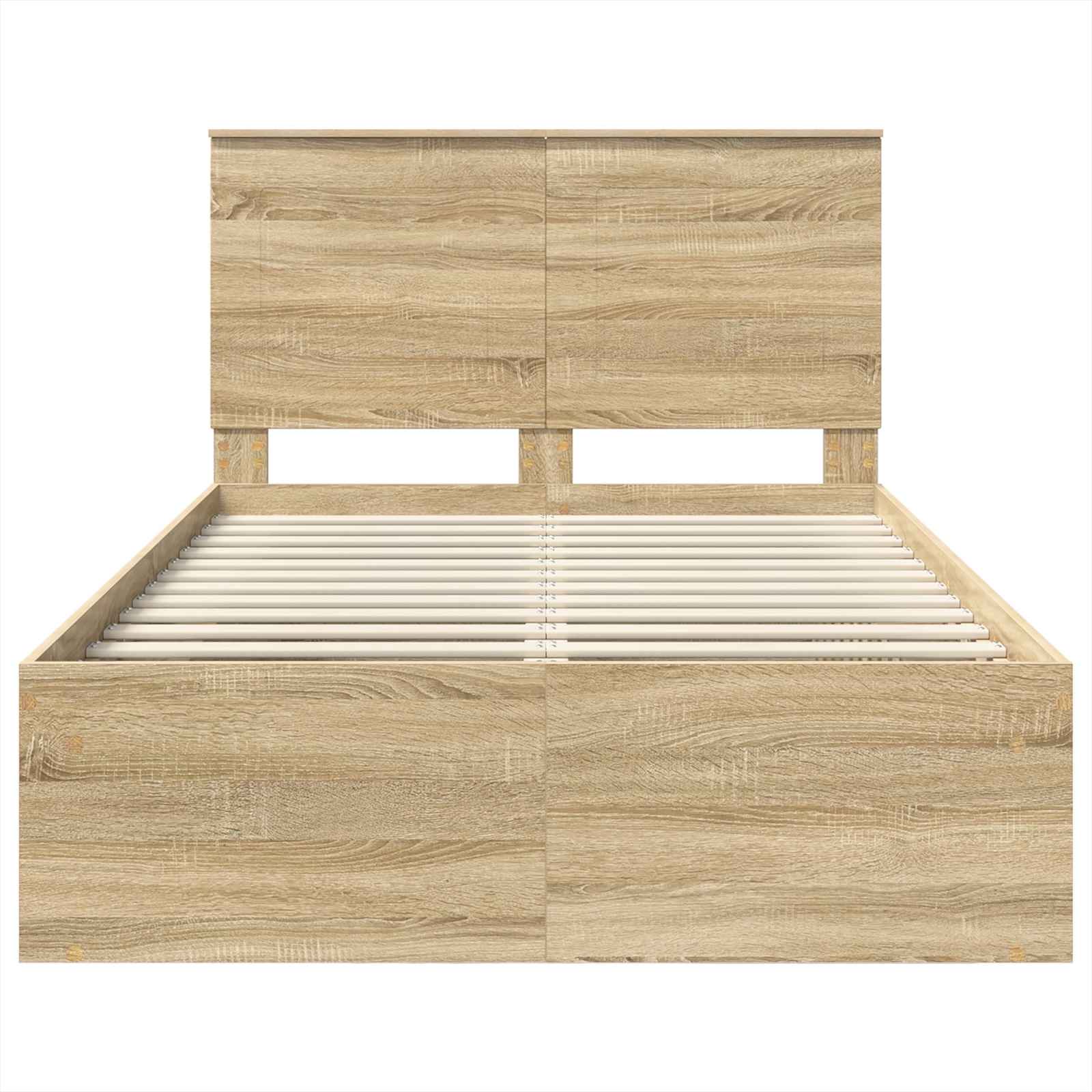 Sängram med huvudgavel Sonoma-ek 135 x 190 cm Massiv furu