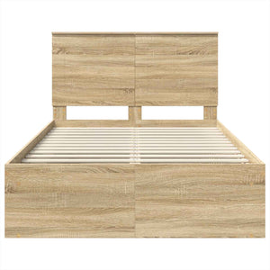 Sängram med huvudgavel Sonoma-ek 135 x 190 cm Massiv furu