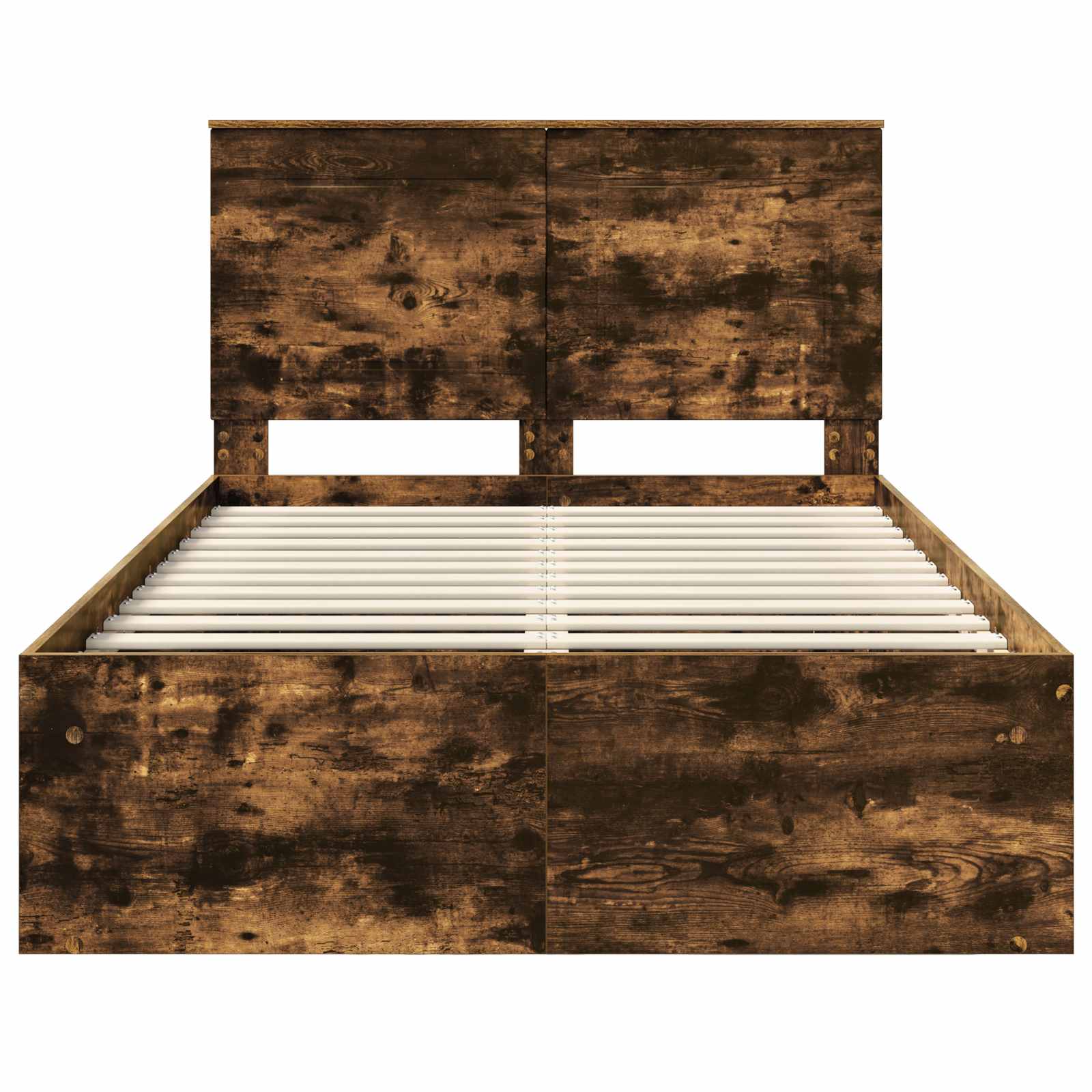 Sängram med huvudgavel Rökt ek 135 x 190 cm Massiv furu