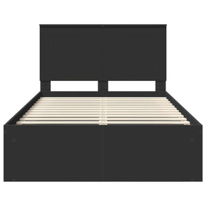Sängram med huvudgavel Svart 120 x 190 cm Massiv furu