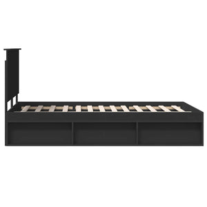 Sängram med huvudgavel Svart 120 x 190 cm Massiv furu