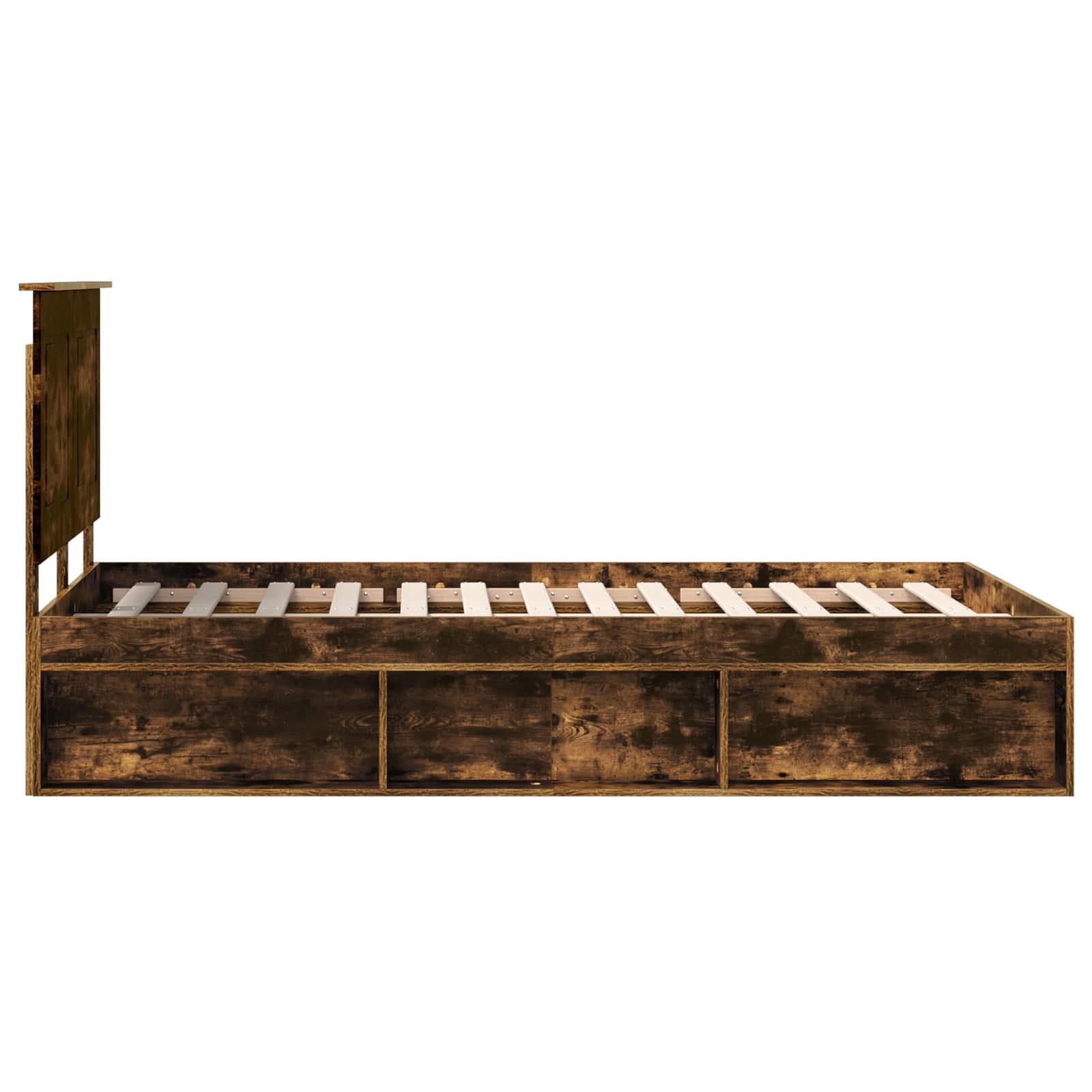 Sängram med huvudgavel Rökt ek 120 x 200 cm Massiv furu