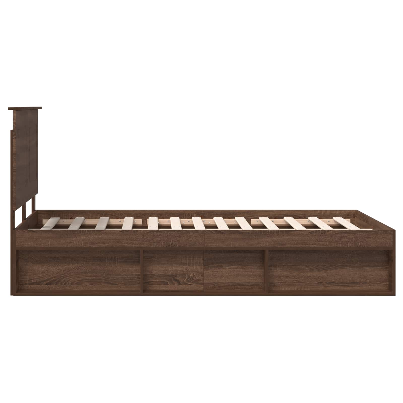 Sängram med huvudgavel Brun Ek 120 x 200 cm Massiv furu
