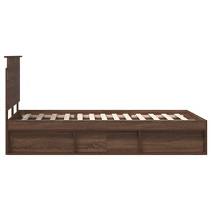 Sängram med huvudgavel Brun Ek 120 x 200 cm Massiv furu
