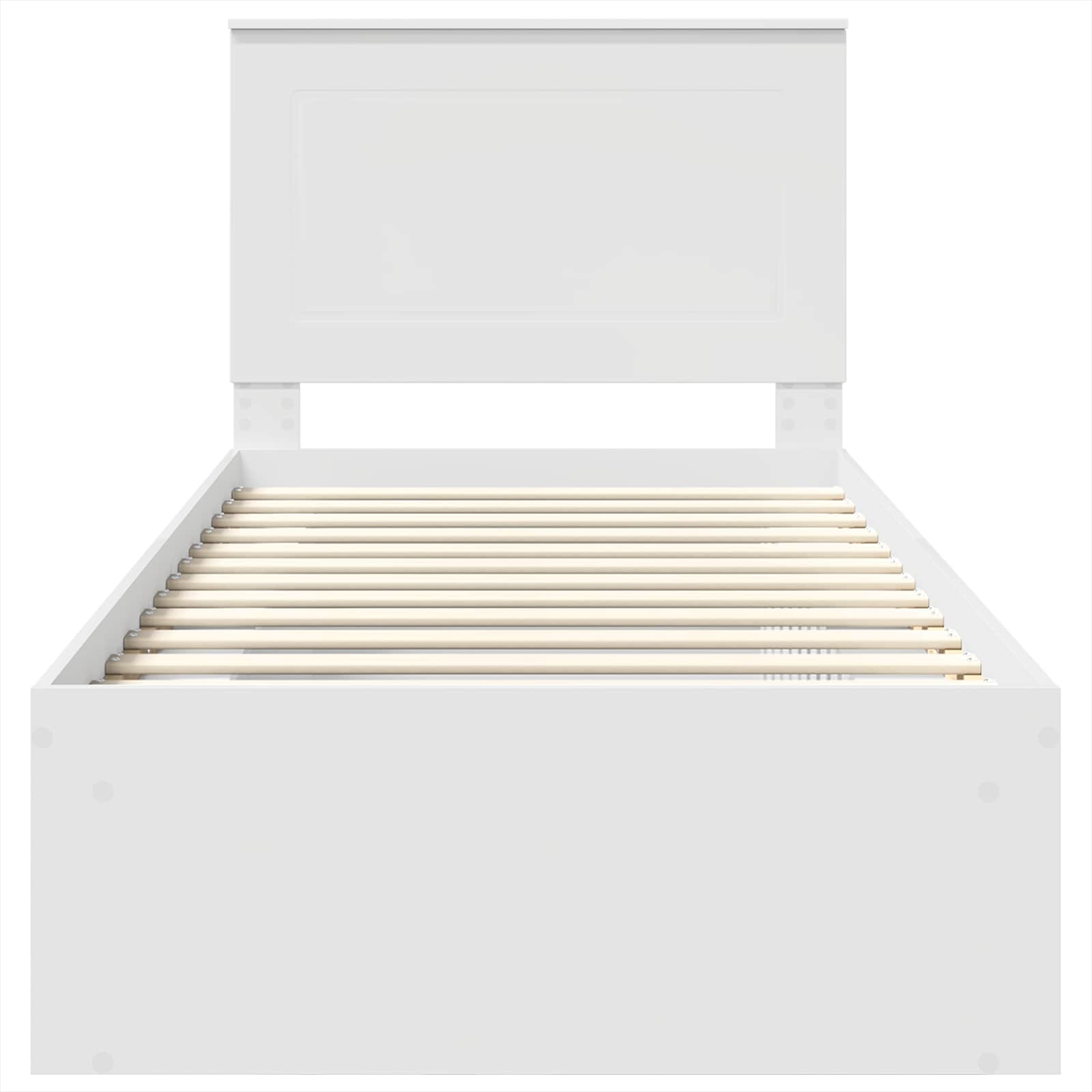 Sängram med huvudgavel Vit 100 x 200 cm Massiv furu