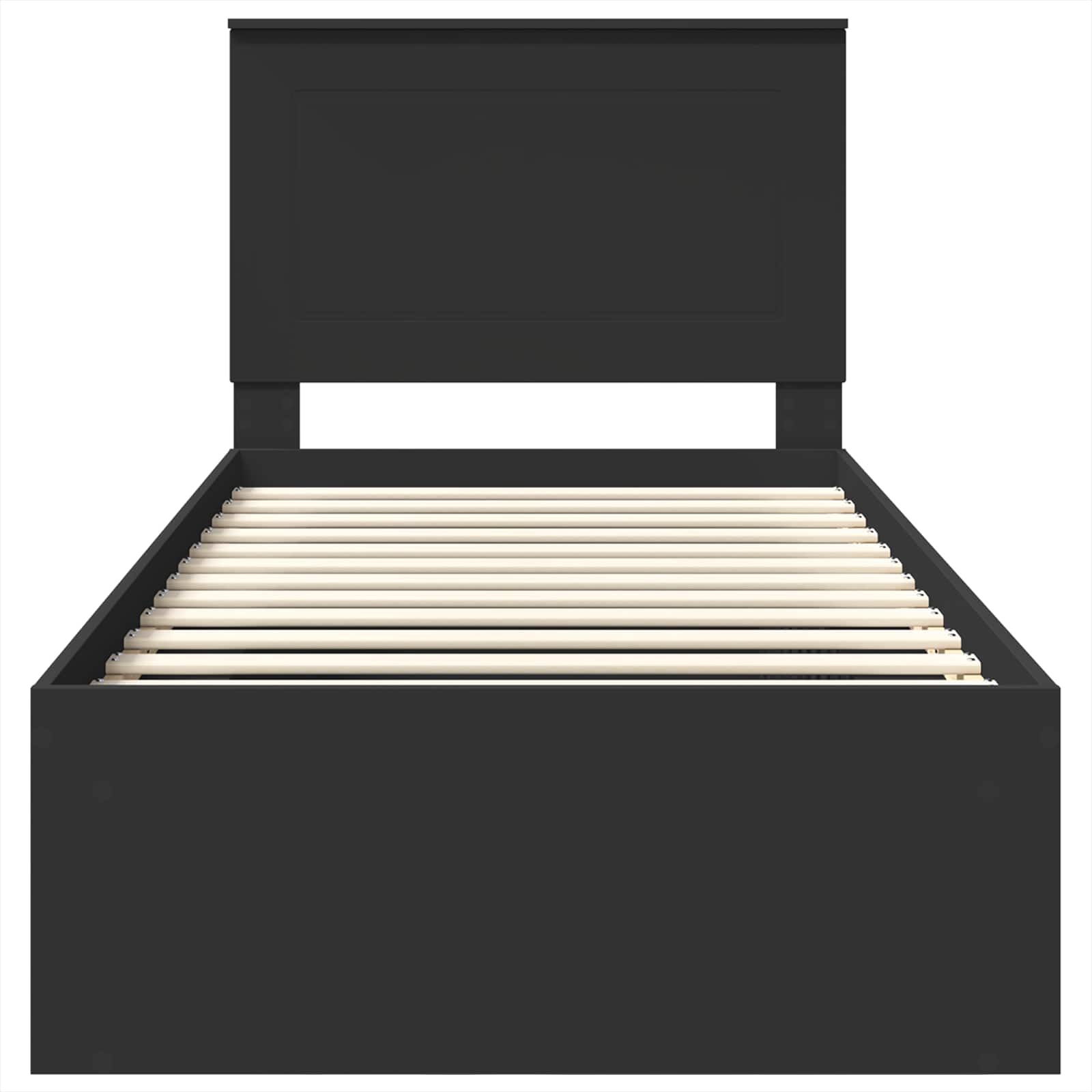 Sängram med huvudgavel Svart 100 x 200 cm Massiv furu