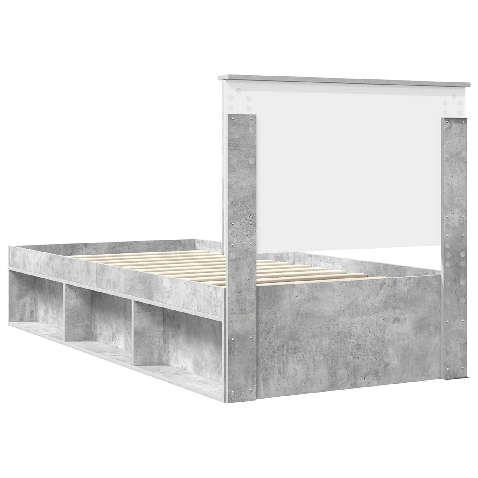 Sängram med huvudgavel Betonggrå 100 x 200 cm Massiv furu