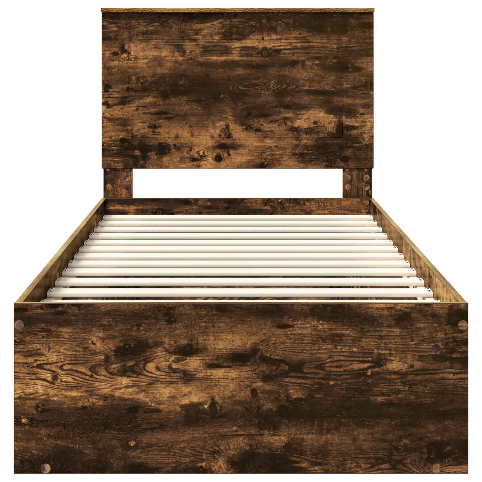 Sängram med huvudgavel Rökt ek 100 x 200 cm Massiv furu