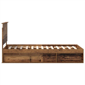 Sängram med huvudgavel Gammalt trä 100 x 200 cm Massiv furu