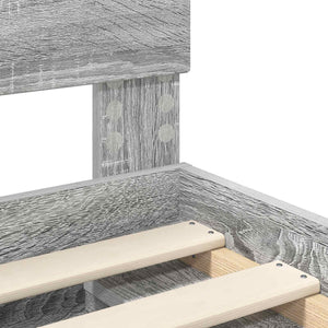 Sängram med huvudgavel Grå Sonoma 75 x 190 cm Massiv furu