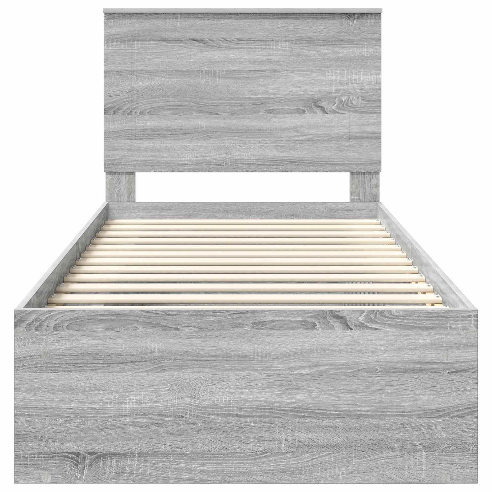 Sängram med huvudgavel Grå Sonoma 75 x 190 cm Massiv furu