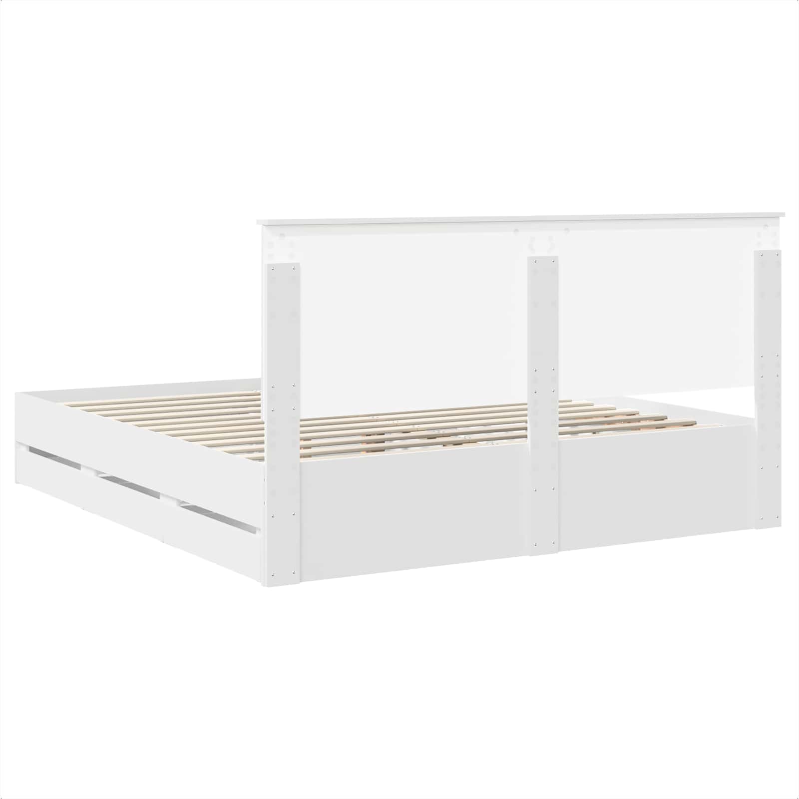 Sängram med låda med huvudgavel Vit 180 x 200 cm Ingenjörsträ