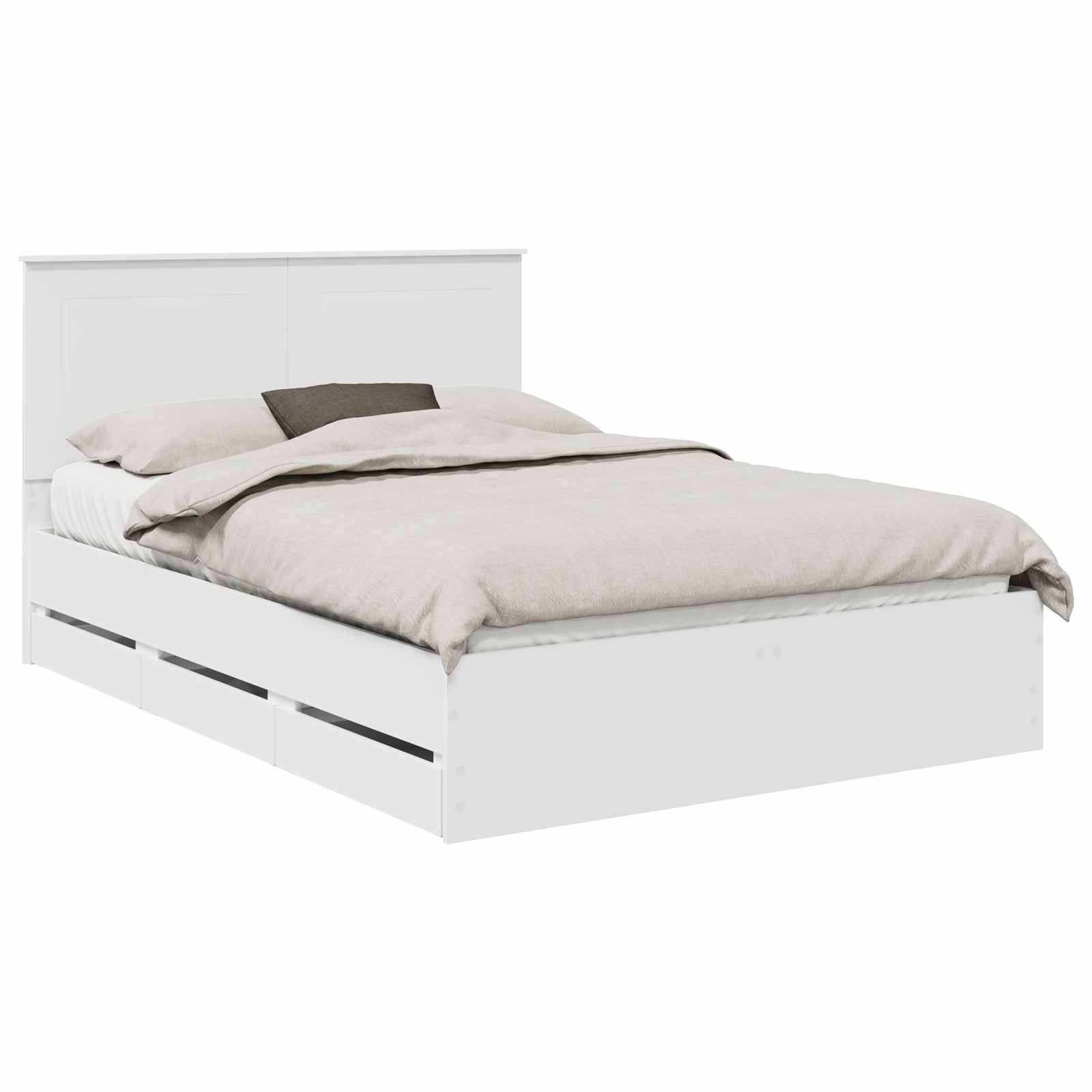 Sängram med låda med huvudgavel Vit 160 x 200 cm Ingenjörsträ