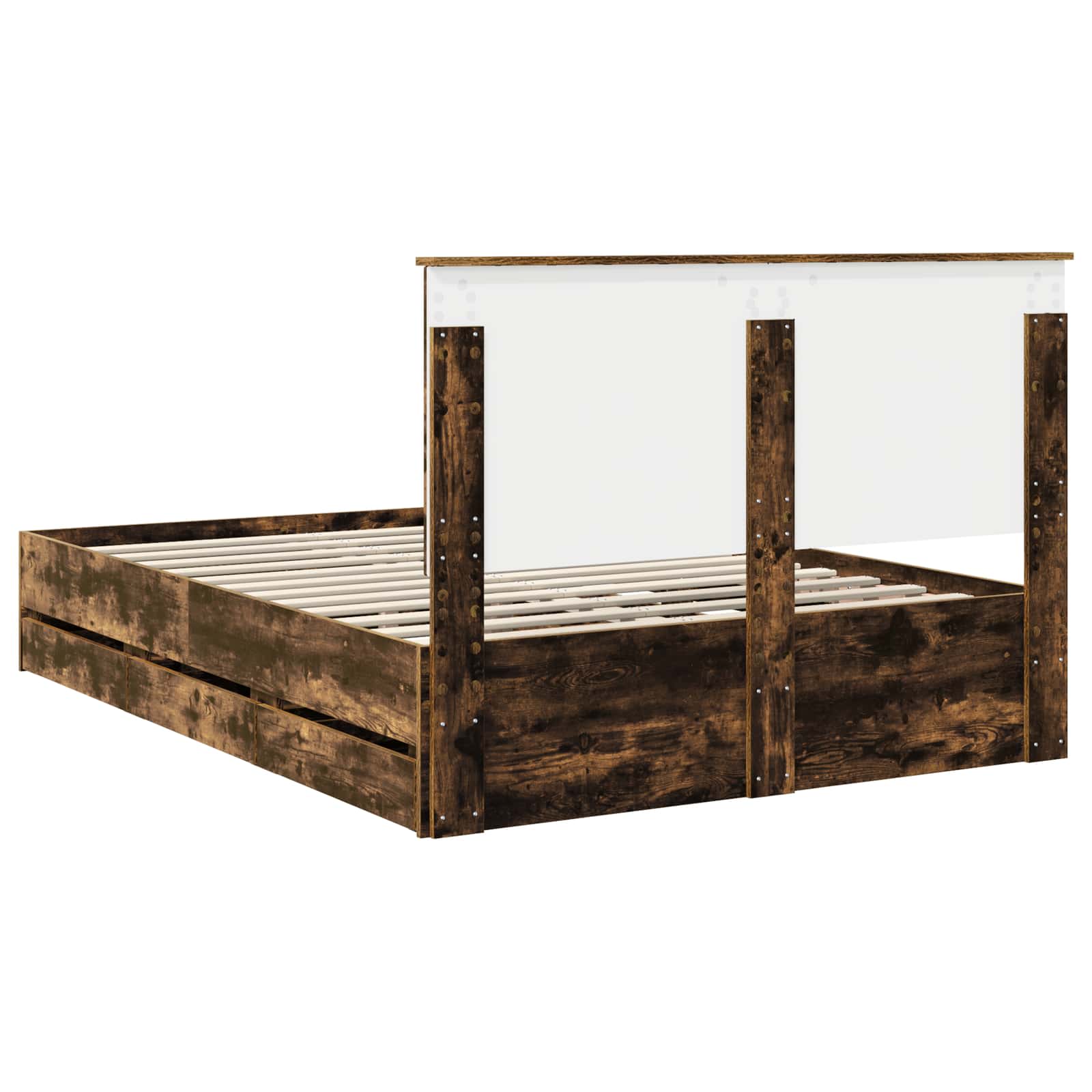 Sängram med låda med lagring Rökt ek 160 x 200 cm Ingenjörsträ