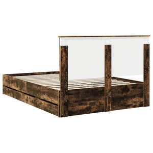 Sängram med låda med lagring Rökt ek 160 x 200 cm Ingenjörsträ