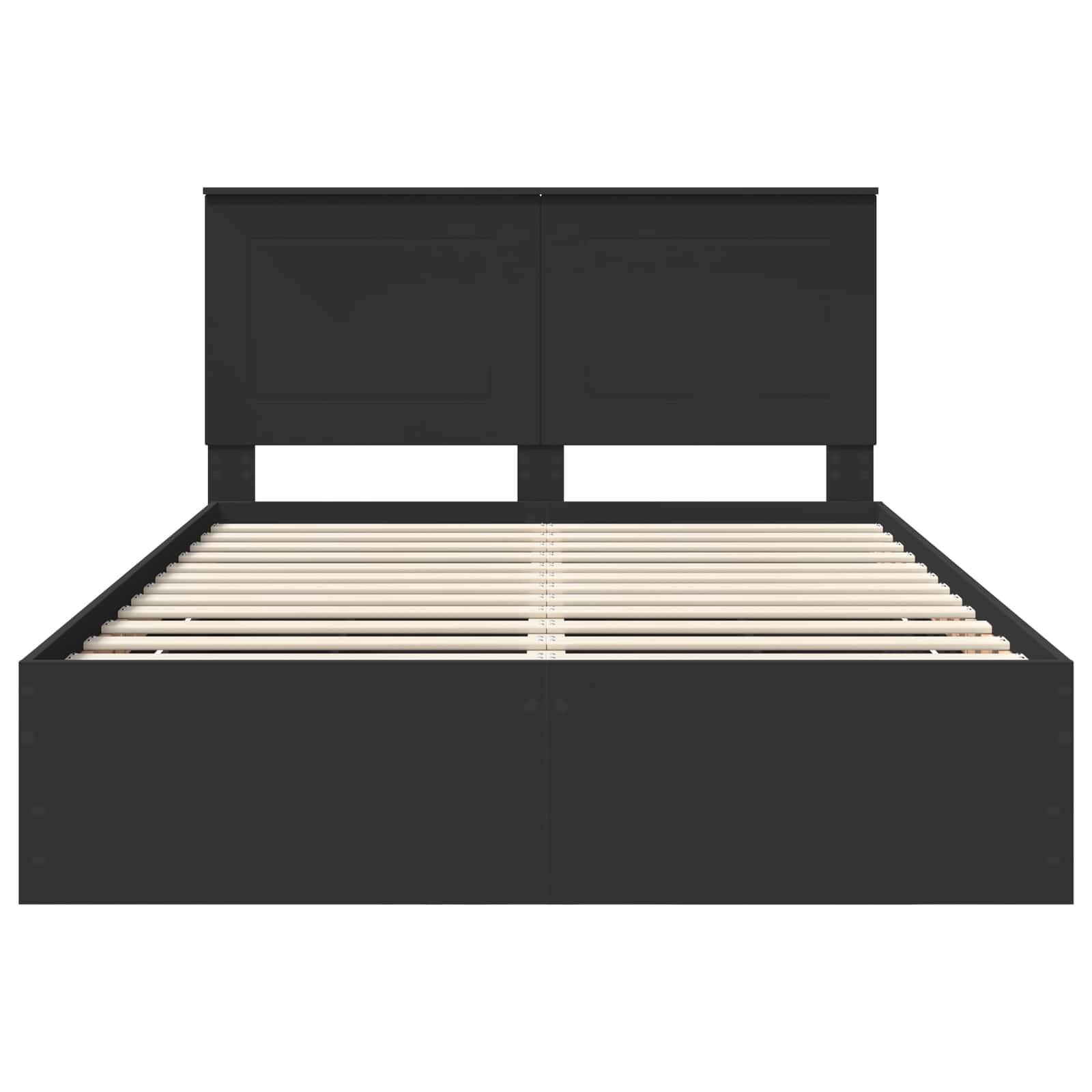 Sängram med låda med huvudgavel Svart 140 x 200 cm Ingenjörsträ