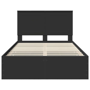 Sängram med låda med huvudgavel Svart 120 x 200 cm Ingenjörsträ