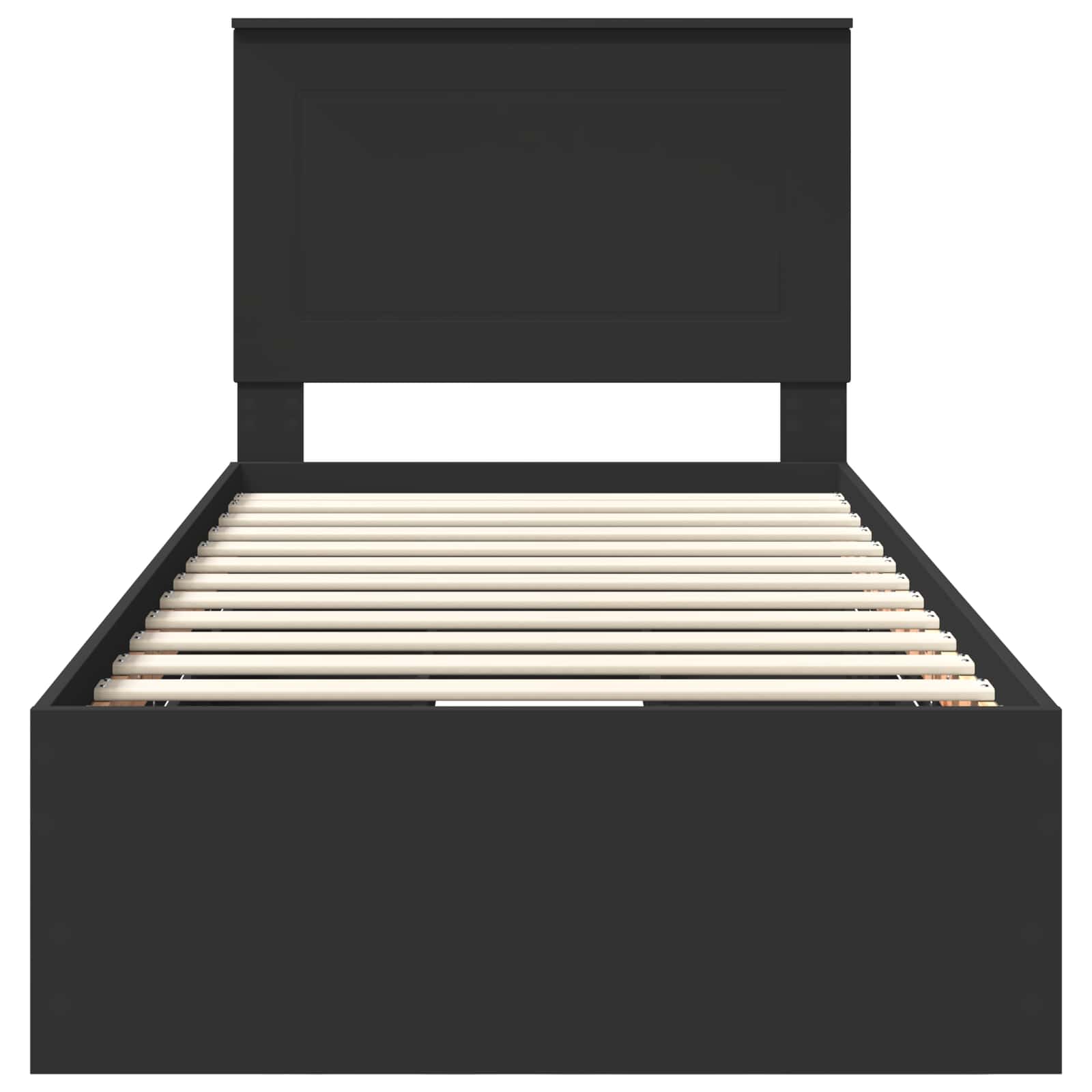 Sängram med låda med huvudgavel Svart 100 x 200 cm Ingenjörsträ