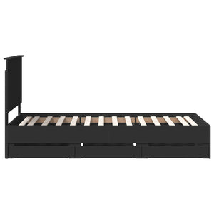 Sängram med låda med huvudgavel Svart 90 x 200 cm Ingenjörsträ