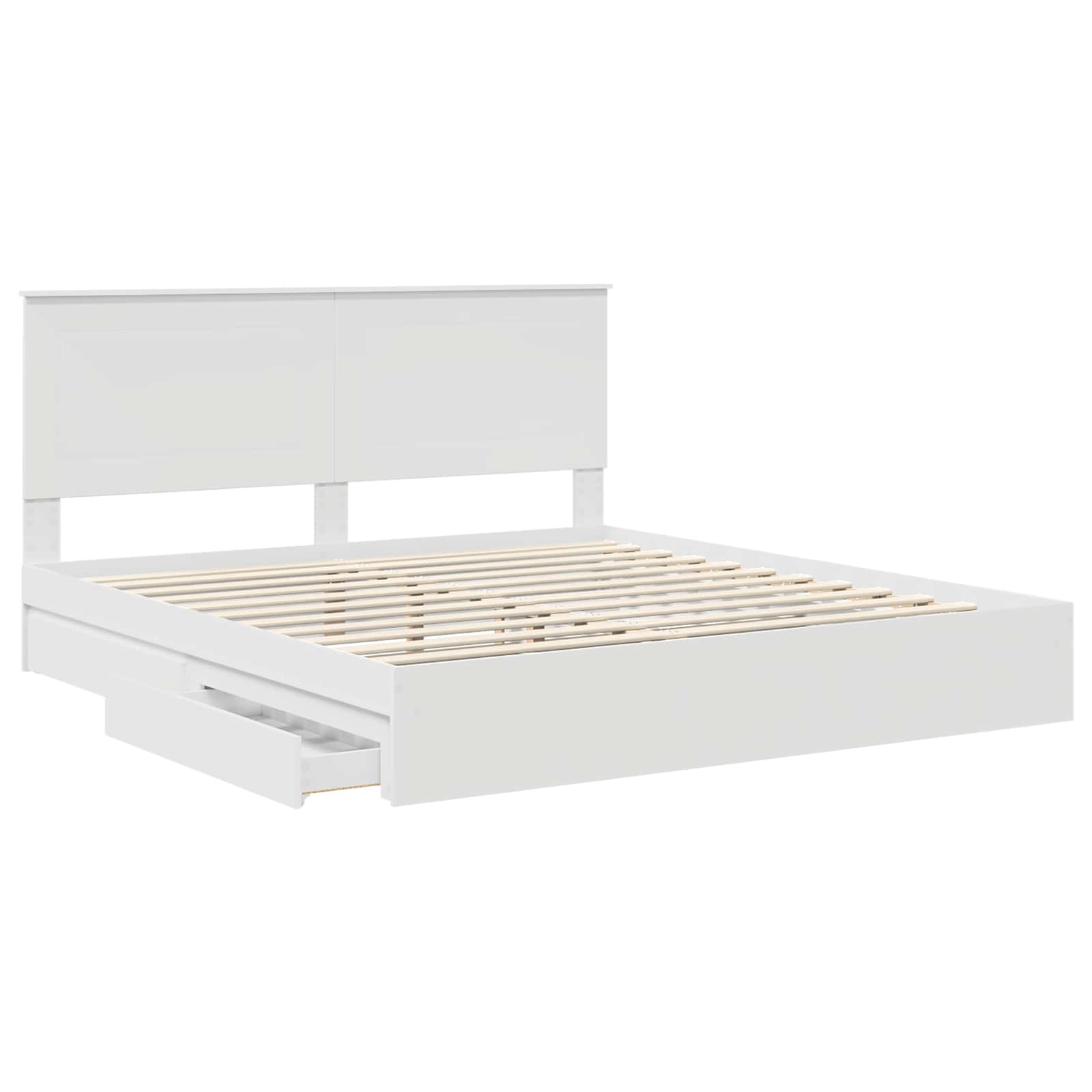 Förvaringssäng med huvudgavel Vit 180 x 200 cm Konstruerat trä