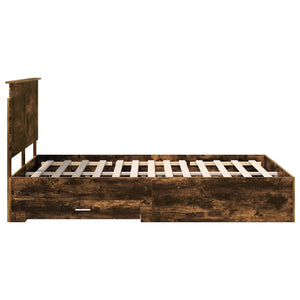 Sängram med huvudgavel Rökt ek 140 x 190 cm Konstruerat trä