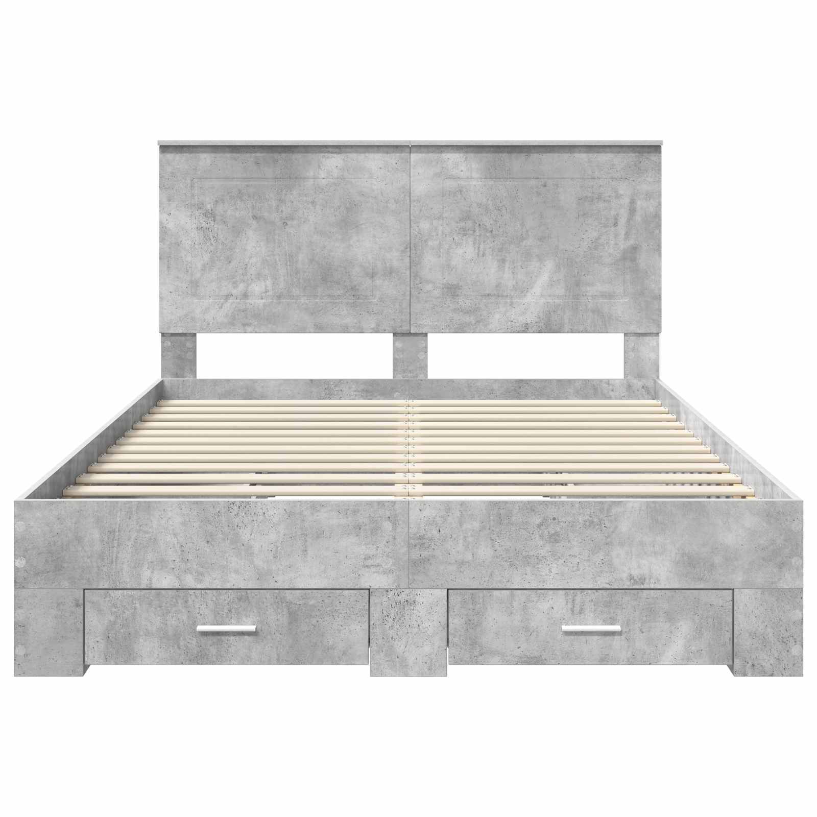 Sängram med huvudgavel Betonggrå 140 x 200 cm Konstruerat trä