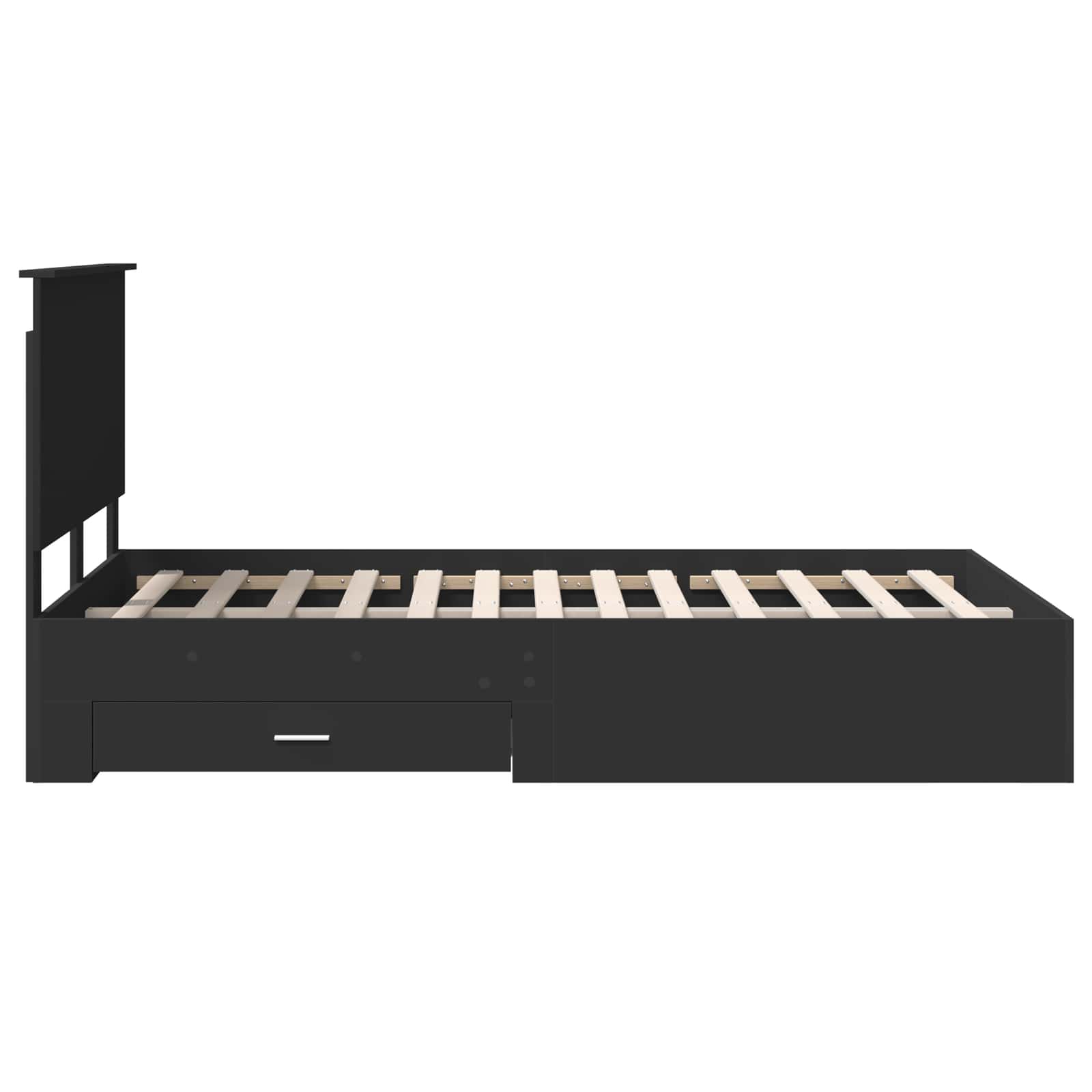 Sängram med huvudgavel Svart 135 x 190 cm Konstruerat trä