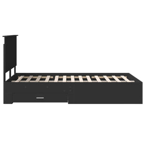 Sängram med huvudgavel Svart 135 x 190 cm Konstruerat trä