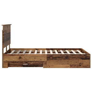 Sängram med huvudgavel Gammalt trä 120 x 190 cm Konstruerat trä