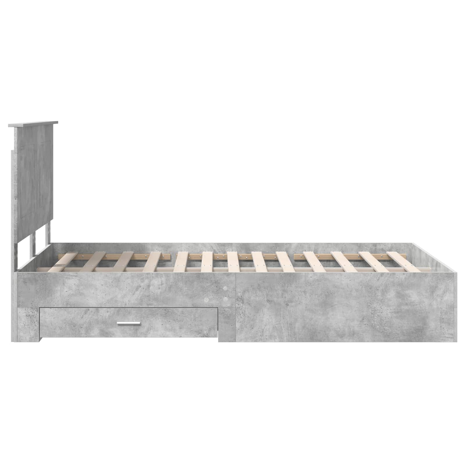 Sängram med huvudgavel Betonggrå 120 x 200 cm Konstruerat trä