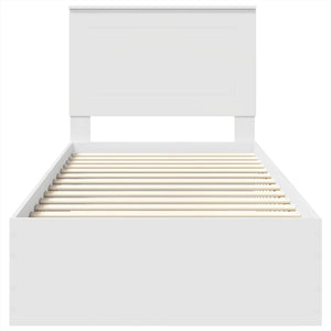Sängram med huvudgavel med låda Vit 90 x 190 cm Konstruerat trä
