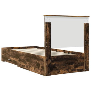 Sängram med huvudgavel Rökt ek 90 x 190 cm Konstruerat trä