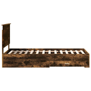 Sängram med huvudgavel Rökt ek 90 x 190 cm Konstruerat trä