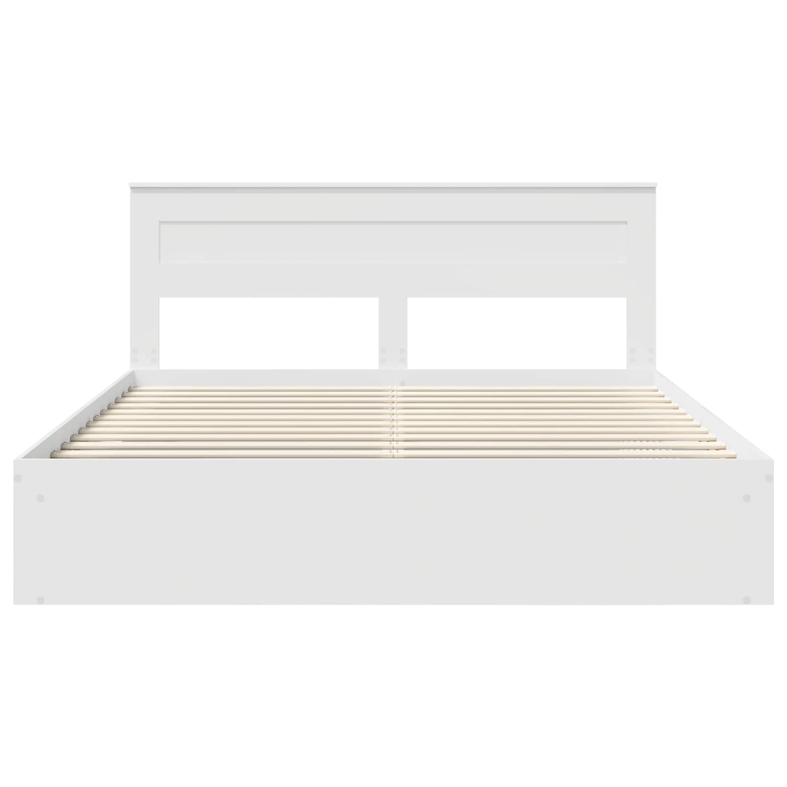 Sängram med huvudgavel Vit 200 x 200 cm Massiv furu