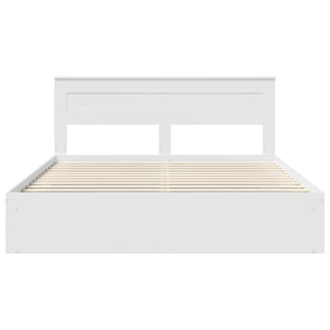 Sängram med huvudgavel Vit 200 x 200 cm Massiv furu