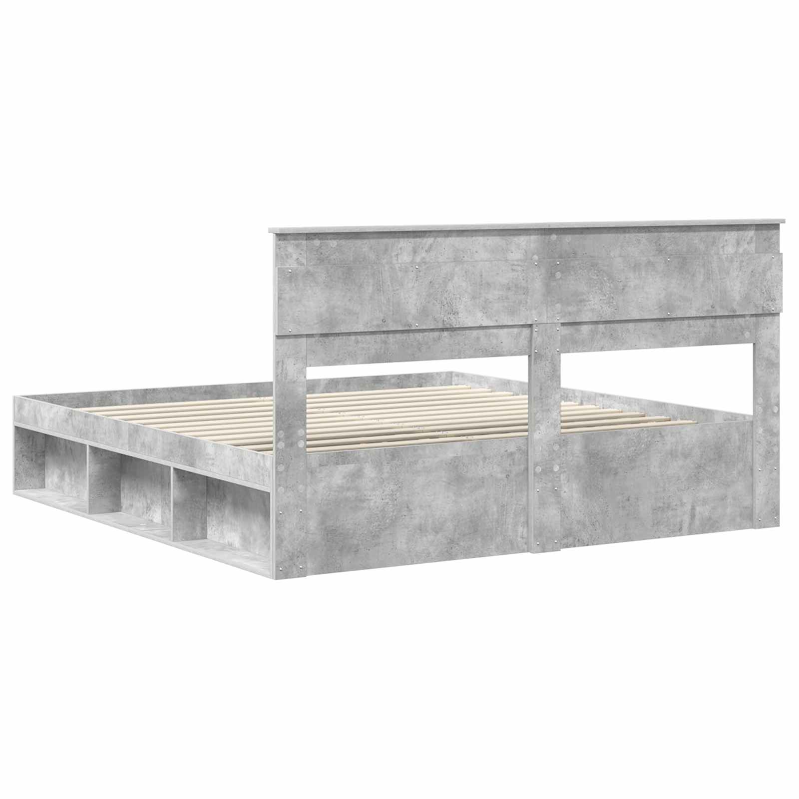 Sängram med huvudgavel Betong 200 x 200 cm Massiv furu