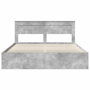 Sängram med huvudgavel Betong 200 x 200 cm Massiv furu
