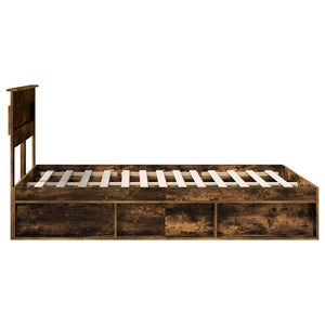 Sängram med huvudgavel Rökt ek 140 x 190 cm Massiv furu