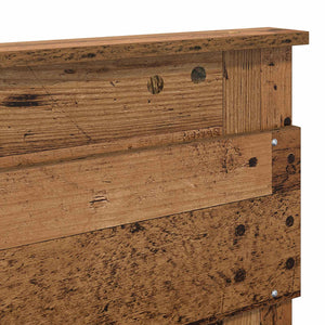 Sängram med madrass Gammalt trä 135 x 190 cm Massiv furu