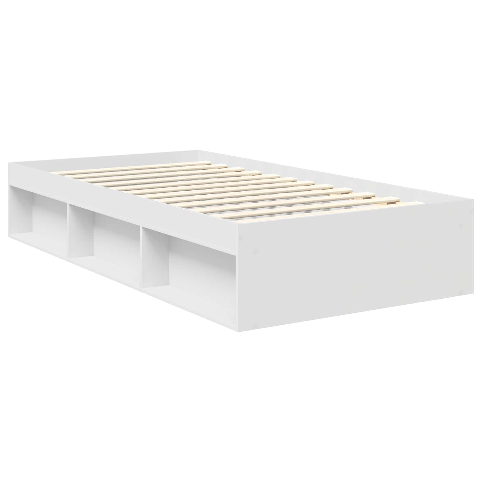 Sängram med huvudgavel Vit 100 x 200 cm Massiv furu