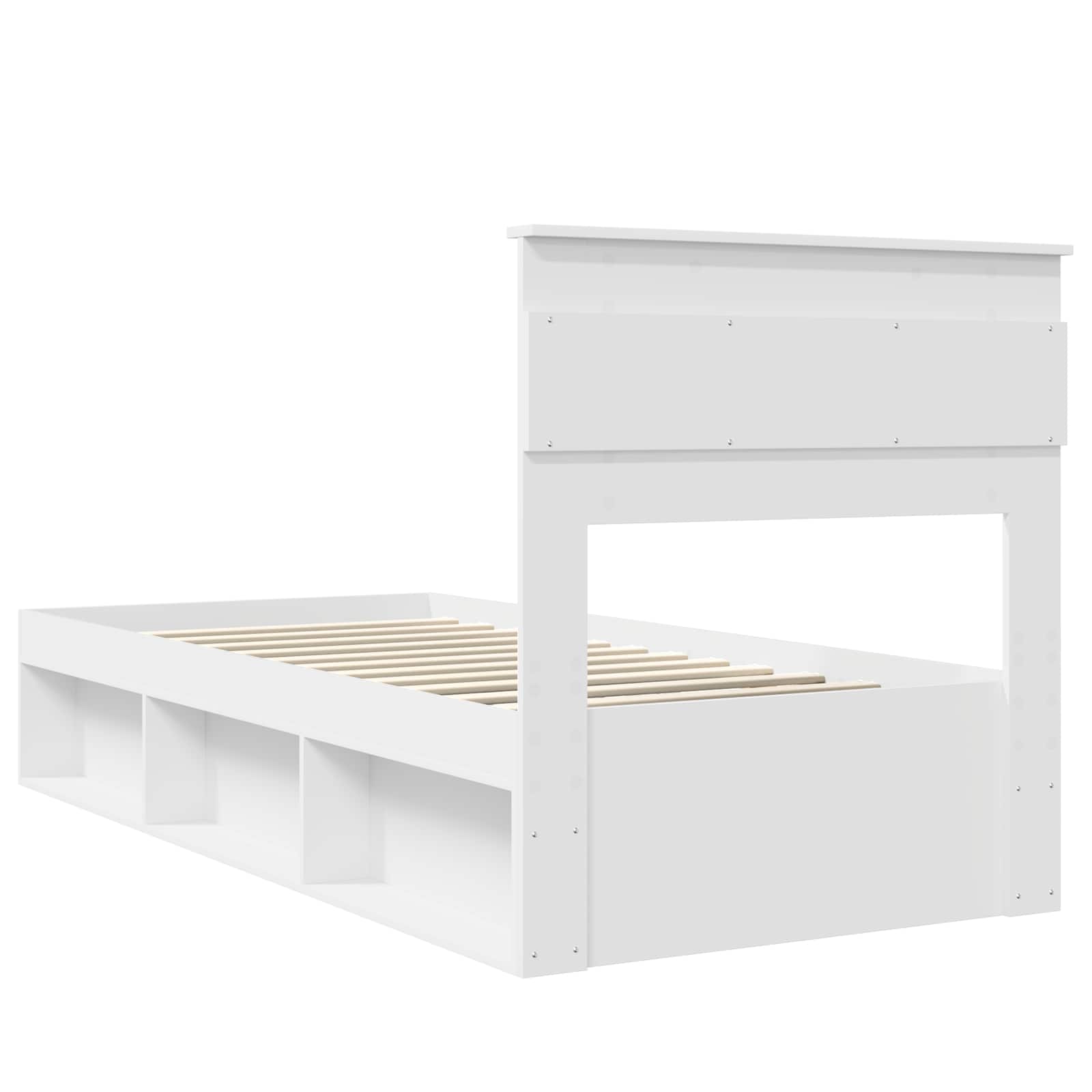 Sängram med huvudgavel Vit 100 x 200 cm Massiv furu