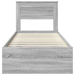 Sängram med huvudgavel Grå Sonoma 100 x 200 cm Massiv furu