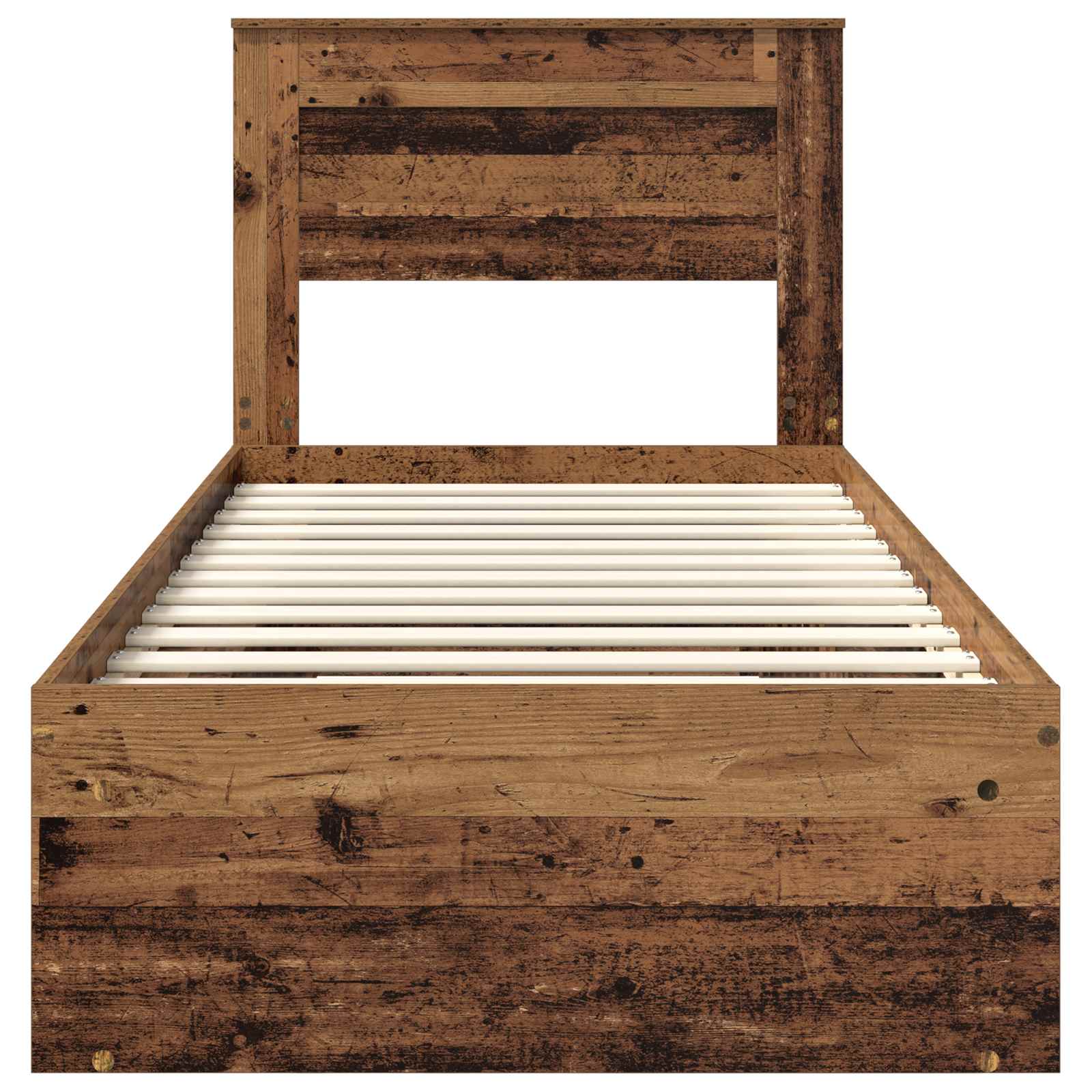 Sängram med huvudgavel Gammalt trä 90 x 200 cm Massiv furu